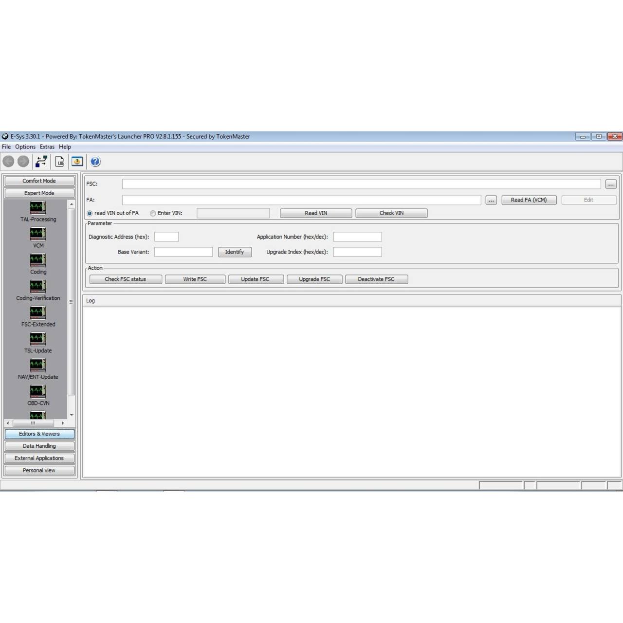 BMW E-Sys coding software screenshot – PSdZData 4.40.50, Launcher PRO, ENET cable setup