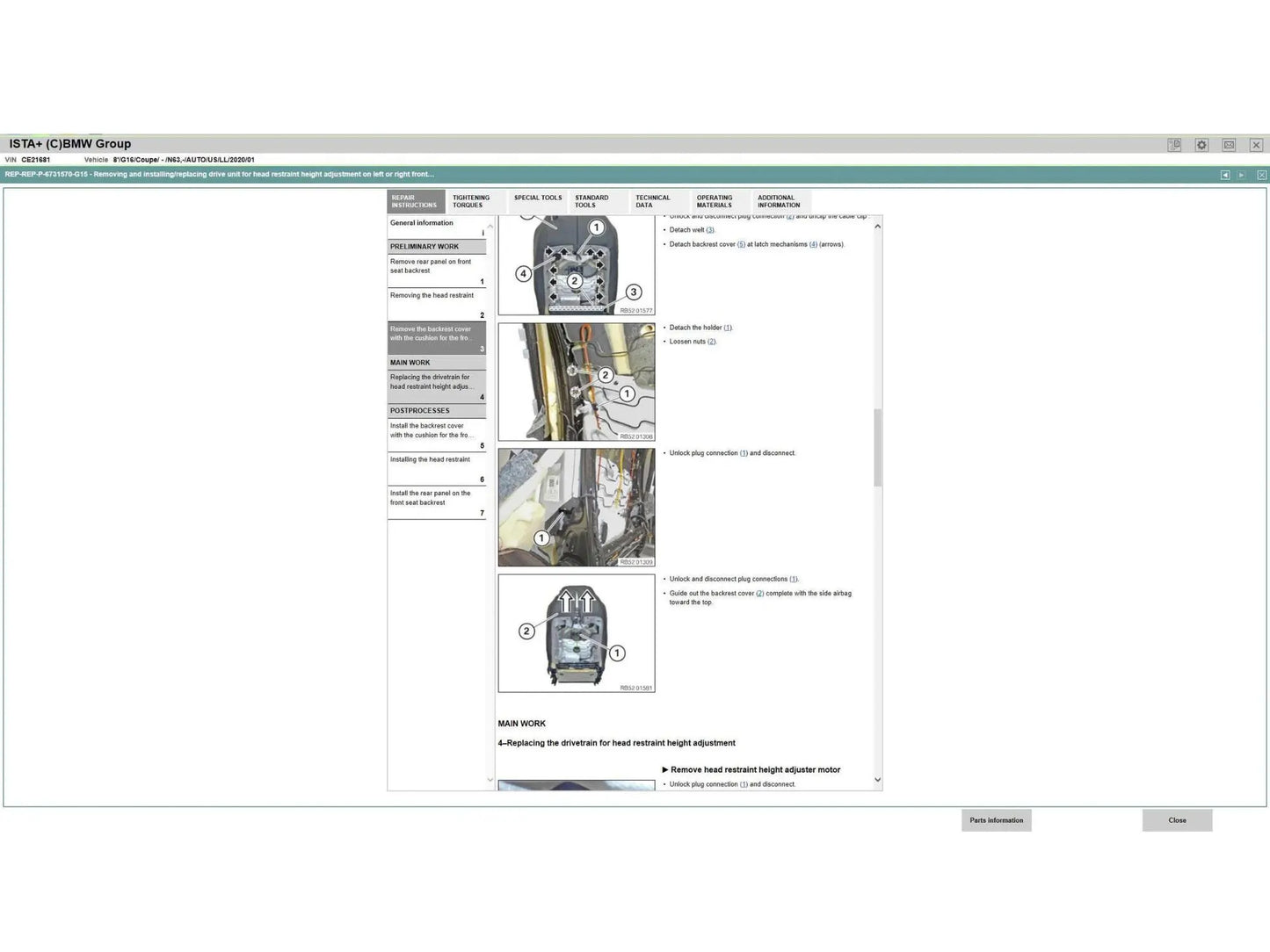 ISTA+ 4.39.20 BMW diagnostic software interface by ProDiagTools showing detailed automotive system diagnostics