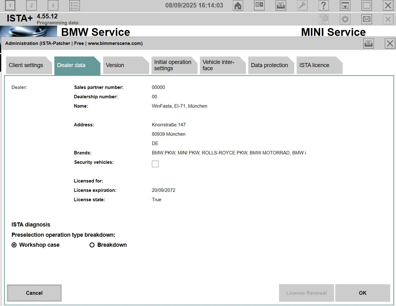 ProDiagTools ISTA+ 4.55.12 BMW MINI software interface for vehicle diagnostic management