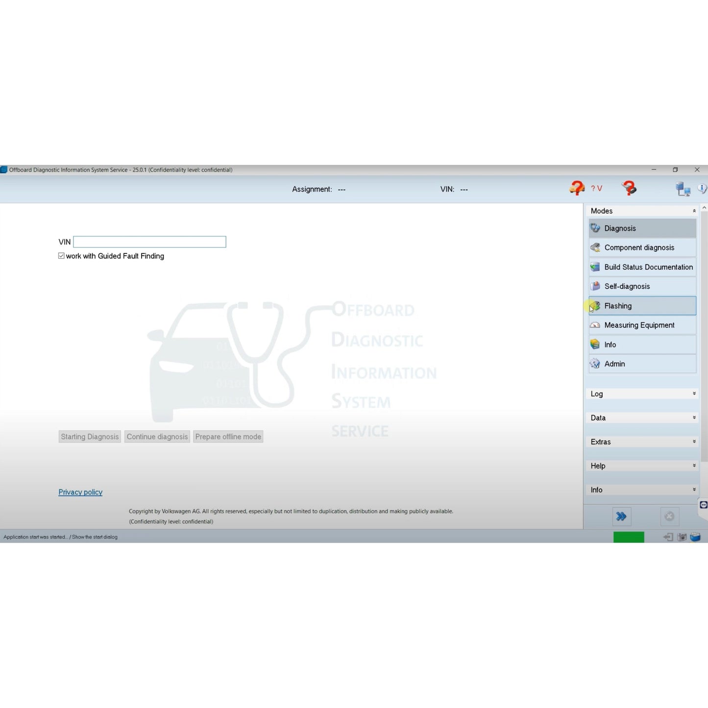 Prodiagtools ODIS 25 diagnostic software download interface showing vehicle diagnostic options
