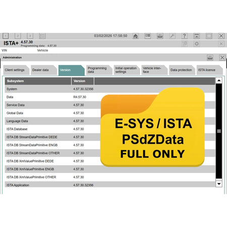 BMW ISTA+ 4.57.30 with PSdZData Full database for E-Sys and ISTA programming