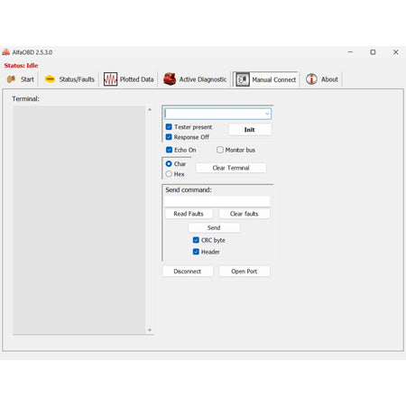 ProDiagTools AlfaOBD diagnostic software interface showing fault reading and command controls
