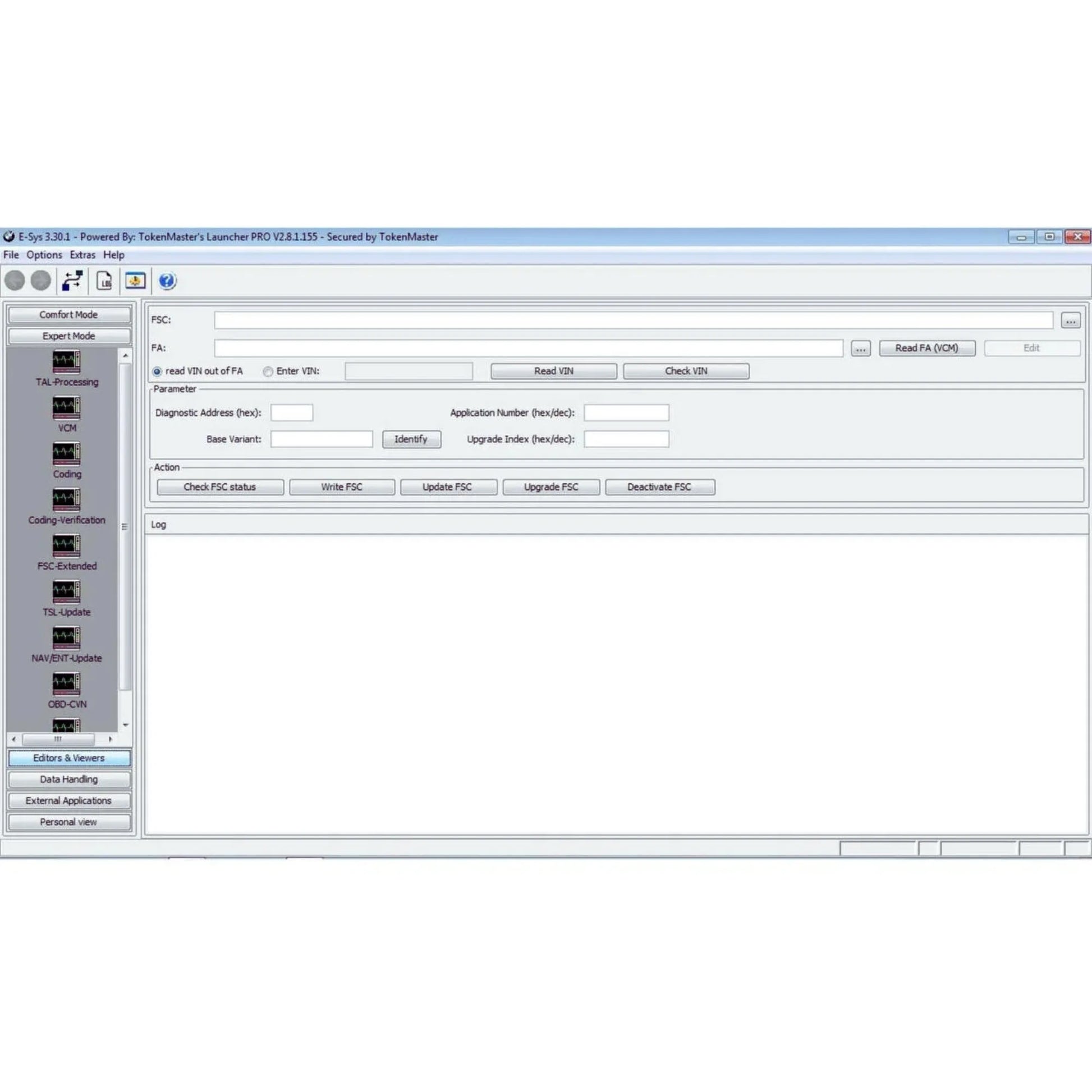 ProDiagTools automotive diagnostic software interface screenshot showing BMW Full Software Pack functions and ECU read write tools