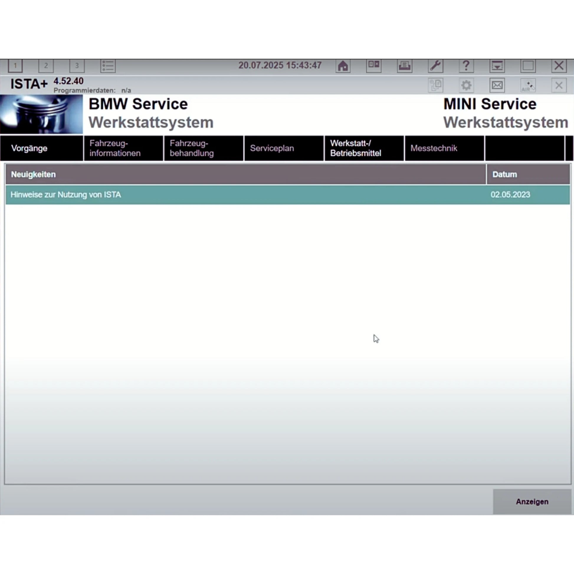ProDiagTools ISTA BMW Service software screen showing workshop system interface and menus BMW Full Software Pack