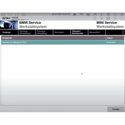 ProDiagTools ISTA BMW Service software screen showing workshop system interface and menus BMW Full Software Pack