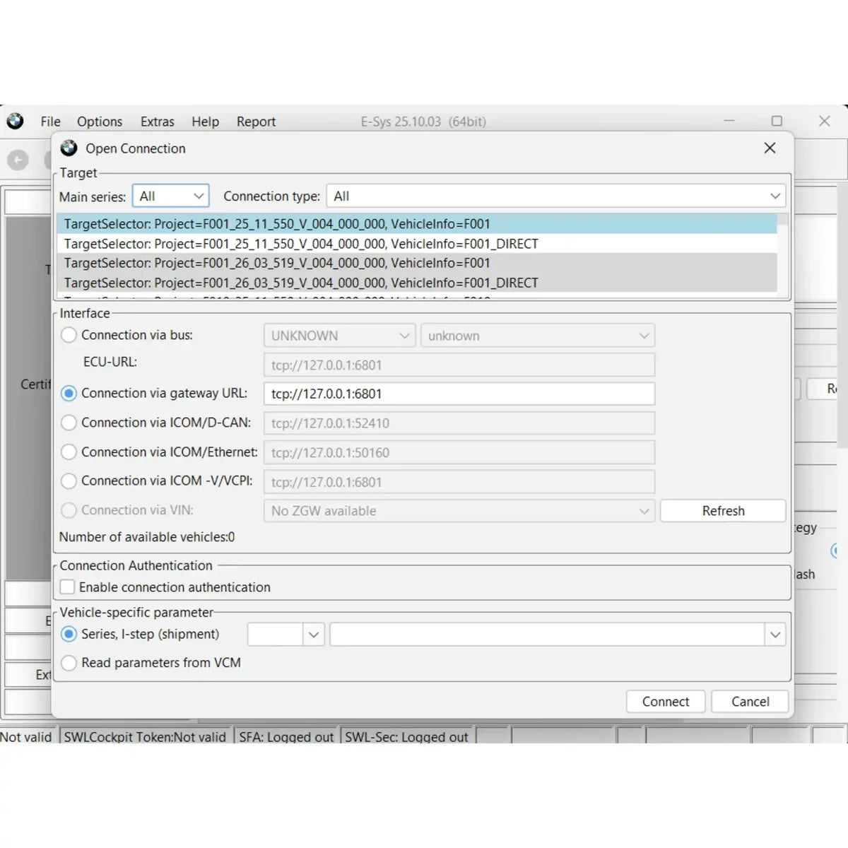 bmw e-sys 25.10.03 connection setup enet icom coding software for bmw f g series vehicles