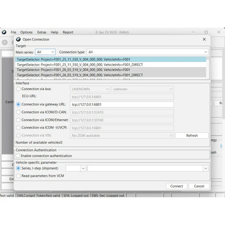 bmw e-sys 25.10.03 connection setup enet icom coding software for bmw f g series vehicles