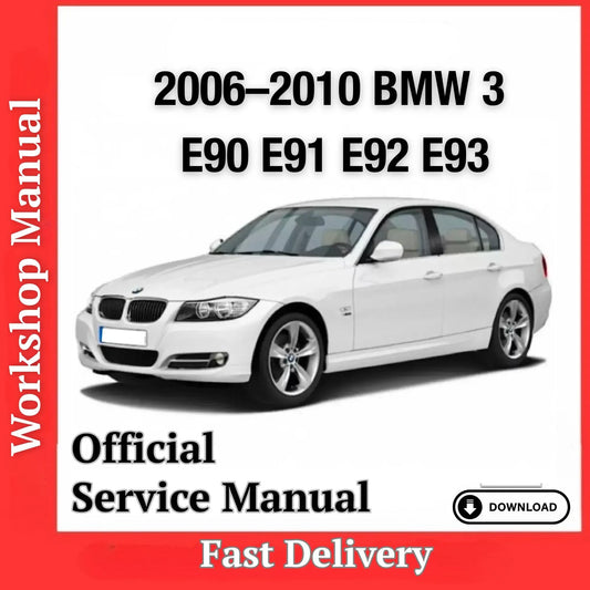 BMW E90 workshop manual PDF cover showing 2006-2010 BMW 3 Series E90 E91 E92 E93 models by ProDiagTools