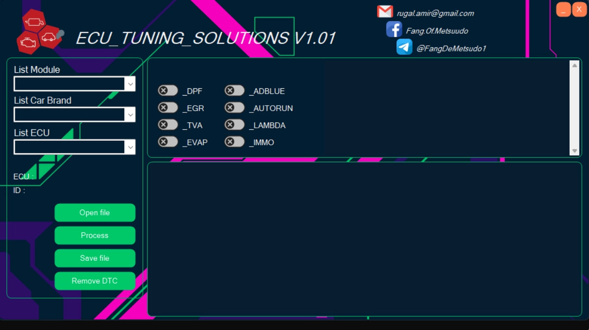 ecu tuning solutions 1.0.1 workspace with open process save file options ecu remapping software interface