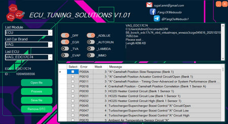 ecu tuning solutions dtc removal screen error codes list ecu file processing stage tuning software