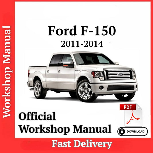 Ford F-150 2011 workshop manual PDF cover with silver Ford F-150 2011-2014 model and official workshop manual text