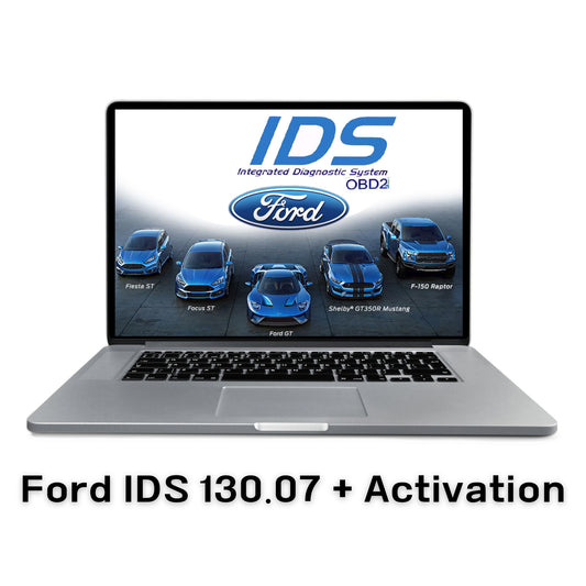 ProDiagTools Ford IDS 130.07 software download showing Ford vehicle diagnostics on laptop screen