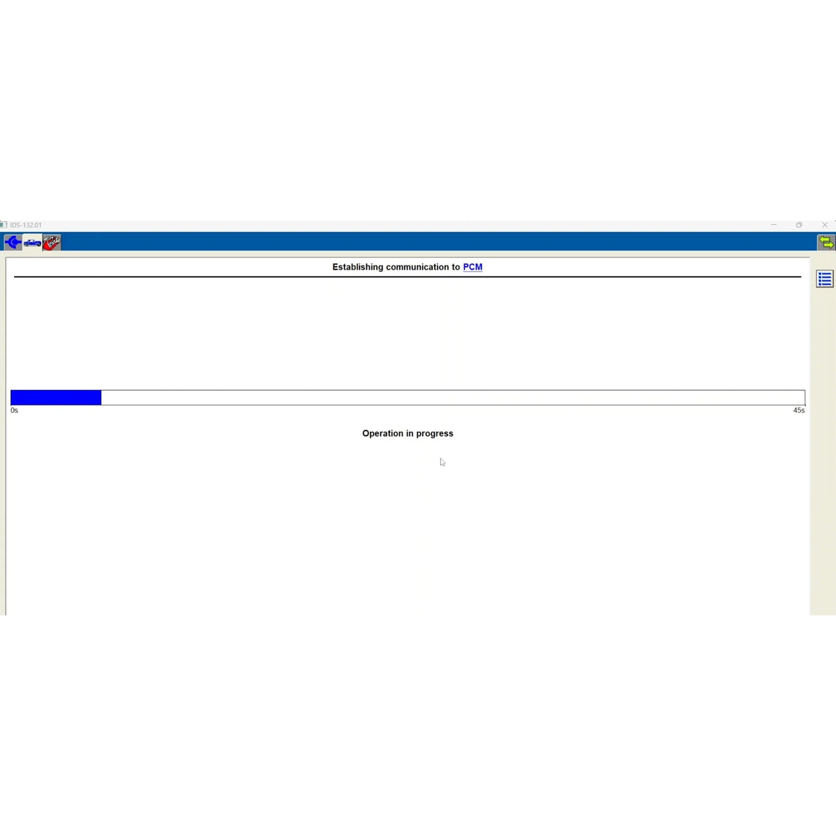 ProDiagTools automotive diagnostic software screen showing Ford IDS 132.01 communication and operation progress