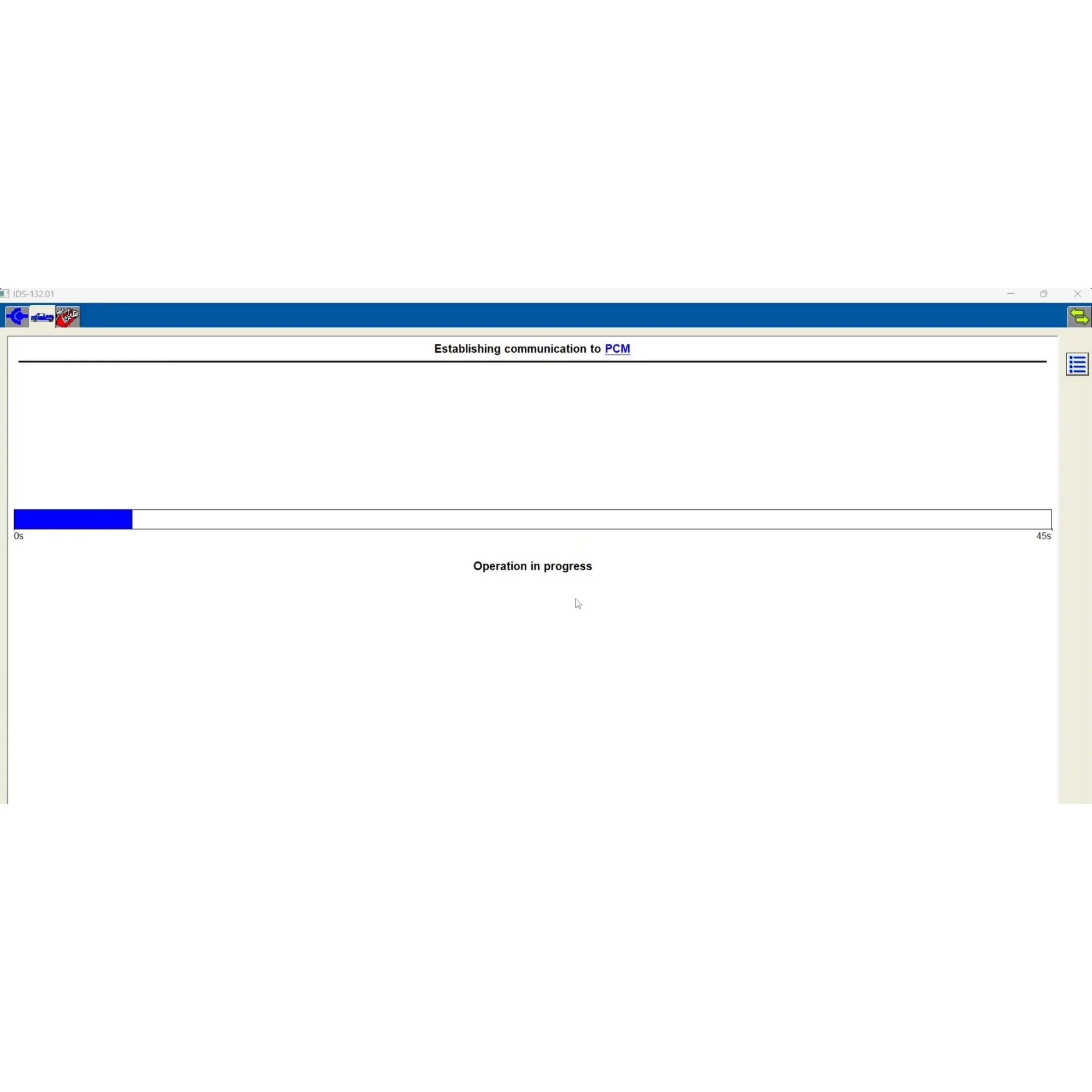 ProDiagTools automotive diagnostic software screen showing Ford IDS 132.01 communication and operation progress
