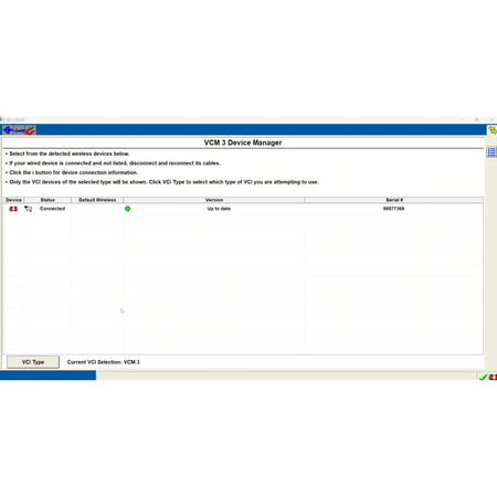 ProDiagTools Ford IDS 132.01 automotive diagnostic software interface showing VCM 3 Device Manager connected device status
