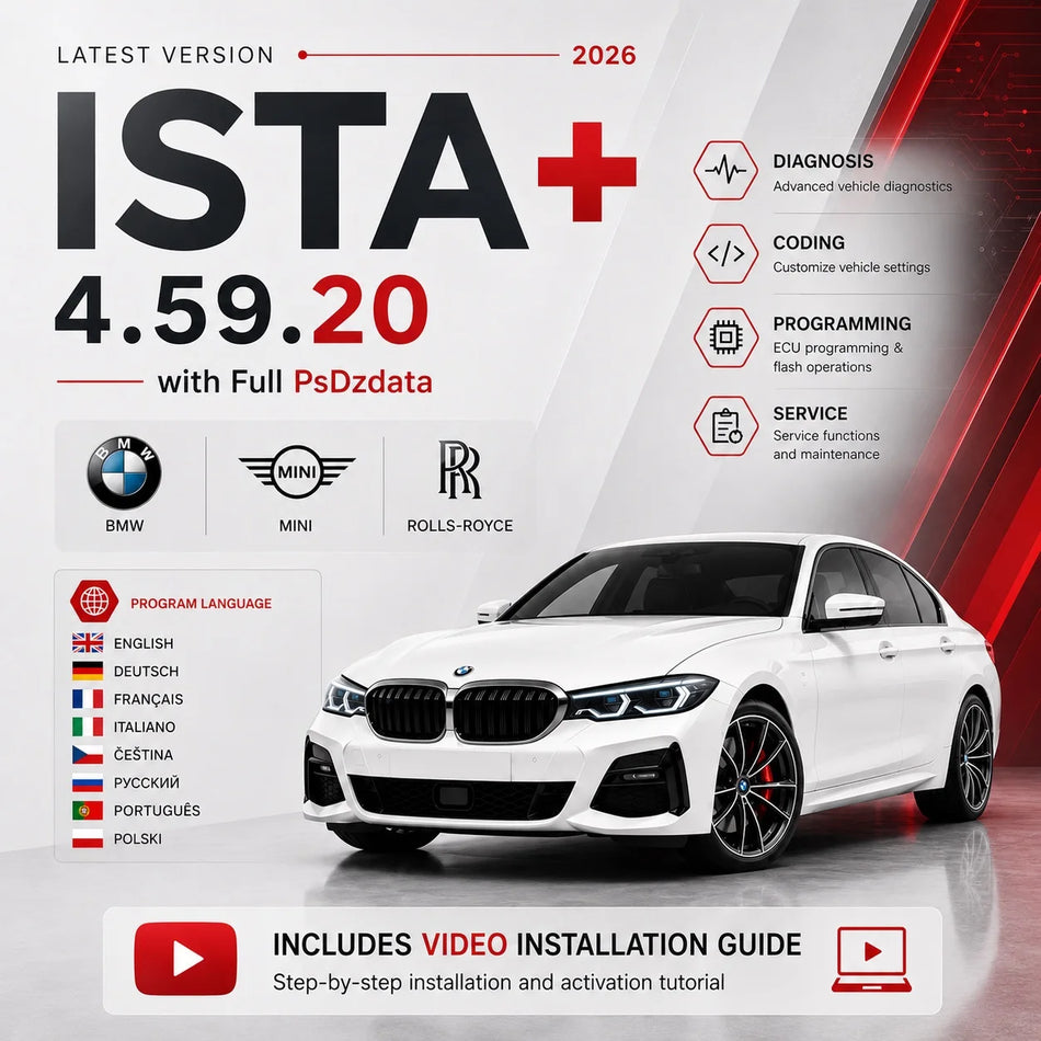 ISTA+ 4.59.20 BMW diagnostic software 2026 with PSdZData Full 4.59.21 for BMW MINI Rolls-Royce diagnostics coding programming service