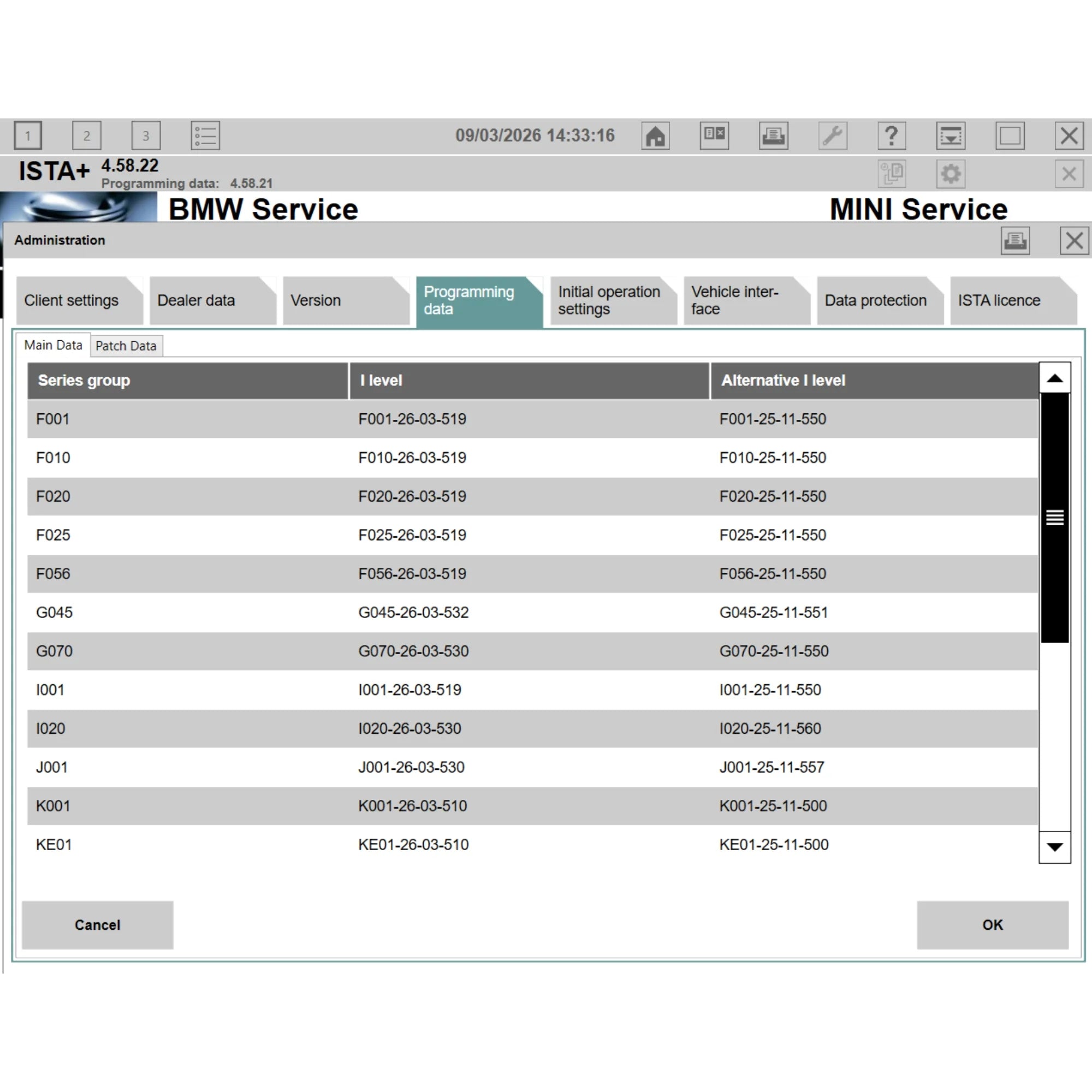 ISTA+ 4.58.22 programming data interface BMW diagnostic software ISTA D with PSdZData for BMW F series and G series