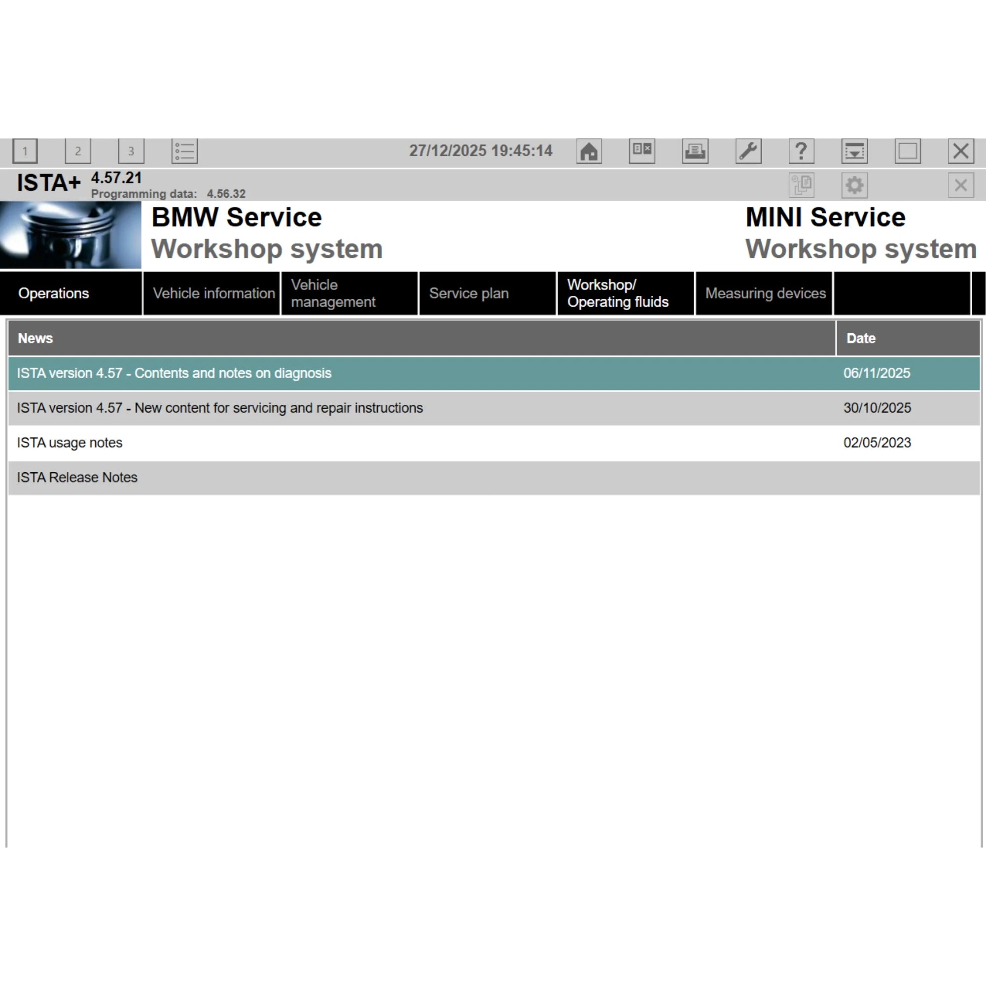 ProDiagTools ISTA+ 4.57.21 automotive diagnostic software interface for BMW and MINI service systems