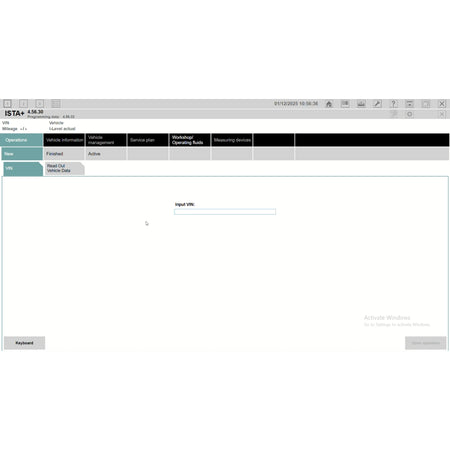 ProDiagTools ISTA+ Rheingold 4.56.30 automotive diagnostic software interface showing VIN input screen