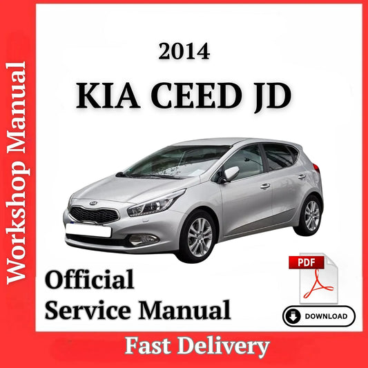 Kia Ceed JD 2014 workshop manual PDF cover by ProDiagTools showing silver Kia Ceed car and download icon