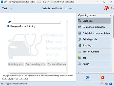 ODIS Service 25.2.1 interface dashboard diagnostic mode component diagnosis flashing functions