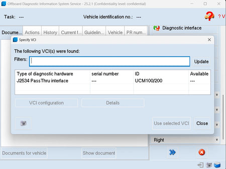 ODIS Service 25.2.1 J2534 passthru interface setup VCI configuration diagnostic hardware