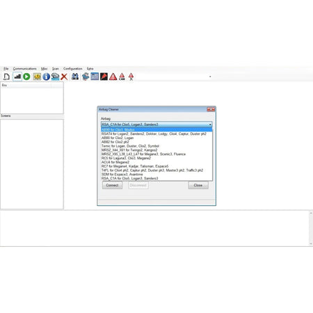Renolink 2.11 airbag cleaner function Renault Dacia ECU airbag reset tool interface