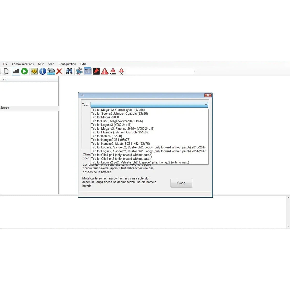 Renolink 2.11 dashboard TDB programming Renault cluster configuration diagnostic software