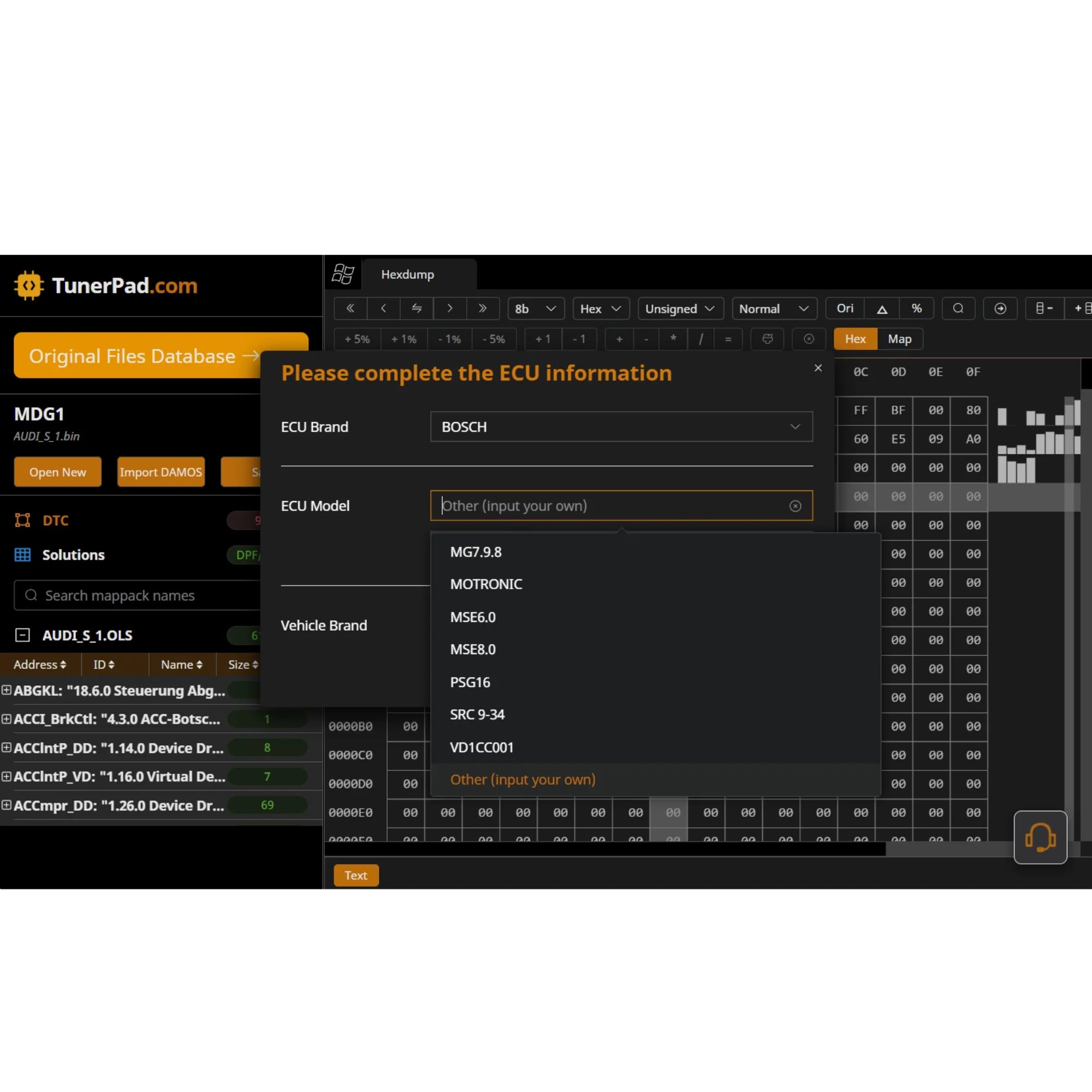 ProDiagTools DTC Remover 2024 software interface for automotive diagnostic with ECU selection options