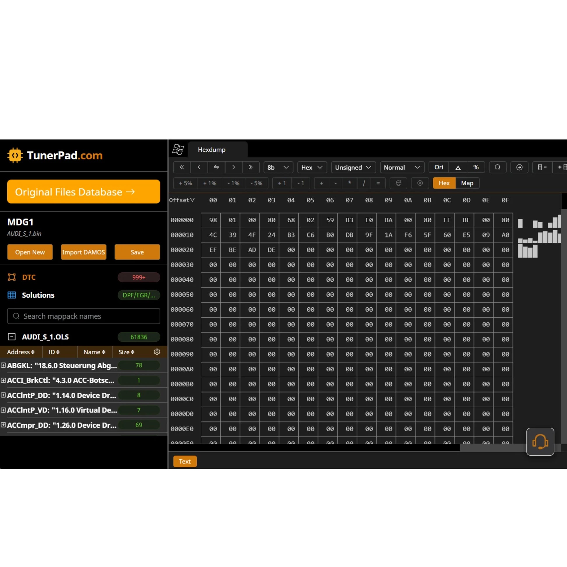 ProDiagTools DTC Remover 2024 software interface showing automotive diagnostic file database