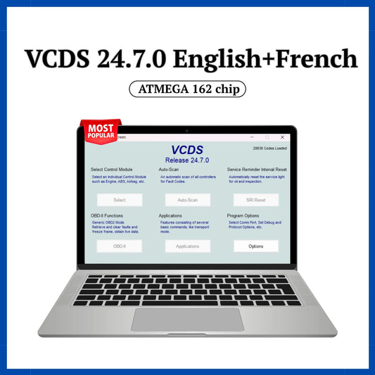 ProDiagTools VCDS 24.7.0 software displayed on laptop screen ATMEGA162 compatible car diagnostic tool