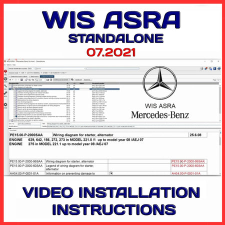 ProDiagTools WIS ASRA Standalone automotive diagnostic software interface with Mercedes-Benz wiring diagrams