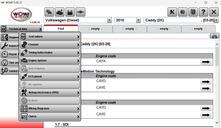 wurth wow advanced diagnostic functions dtc live data ecu pinout wiring diagrams