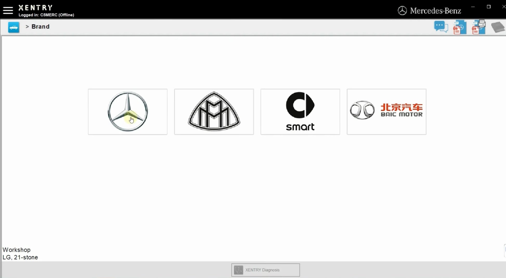ProDiagTools Xentry Passthru J2534 Mercedes Automotive Diagnostic Software Interface with Brand Selection